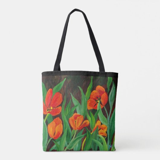 Rode tulpen tote bag (Achterkant)