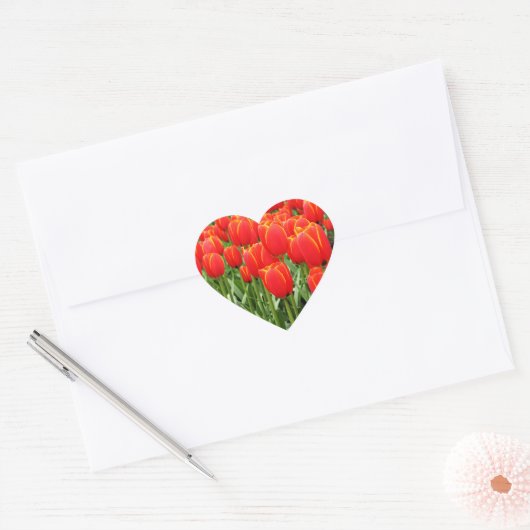 Rode Tulpen tuin Hart Sticker (Envelop)