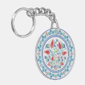 Rode tulpen Turkse ontwerp trouwfeest Sleutelhanger (Voorkant Links)