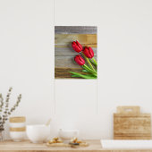 rode tulpen van bijthout poster (Keuken)