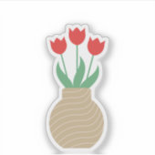 Rode tulpen vase, vinylStickers, aangepast gesnede Sticker (Voorkant)