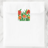 Rode tulpen vierkante sticker (Tas)