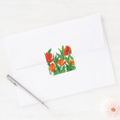 Rode tulpen vierkante sticker (Envelop)
