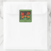 Rode tulpen vierkante sticker (Tas)