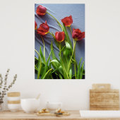 Rode tulpen voor het afdrukken van Kerstin-Poster Poster (Keuken)