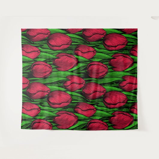 Rode tulpen wandkleed (Voorkant (horizontaal))