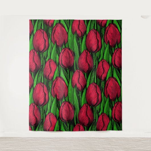 Rode tulpen wandkleed (Voorkant)