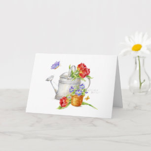 Rode Tulpen Watering kan u Wenskaart bedanken Kaart