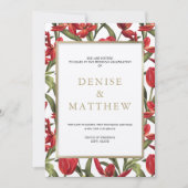 Rode tulpen waterverf bloemen met gouden letters kaart (Voorkant)