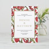 Rode tulpen waterverf bloemen met gouden letters kaart (Staand voorkant)