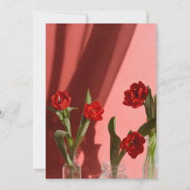 Rode tulpen “Wees mijn Valentijn?” Minimalistische Feestdagenkaart