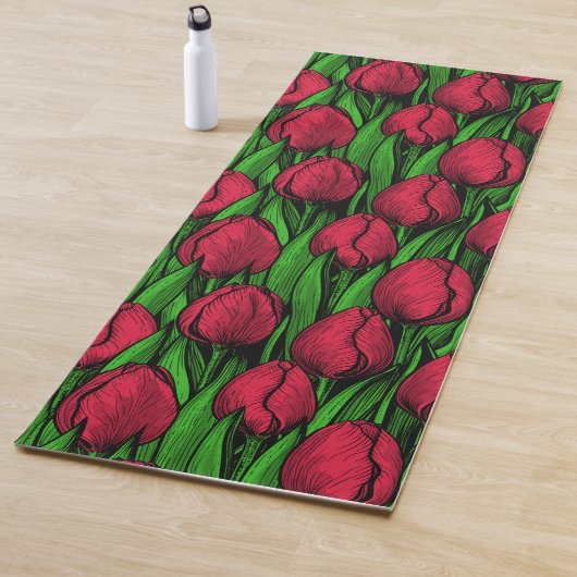 Rode tulpen yogamat (In situ)