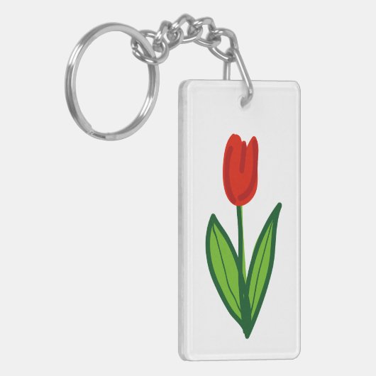 Rode tulpenbloem gepersonaliseerde sleutelhanger (Voorkant Links)