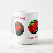 Rode tulpenbloemen koffiemok (Voorkant links)