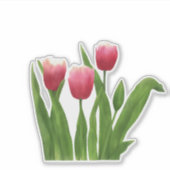 Rode Tulpenbloemen met groen Sticker (Voorkant)