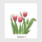 Rode Tulpenbloemen met groen Sticker (Vel)