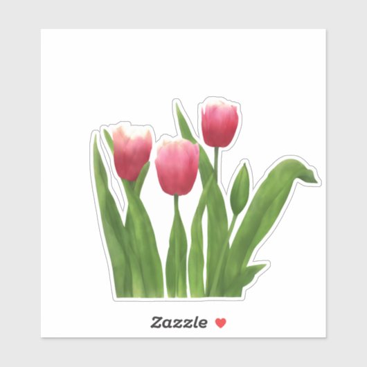 Rode Tulpenbloemen met groen Sticker (Vel)