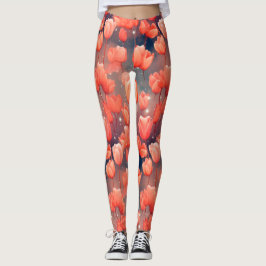 Rode Tulpenpatroon Leggings