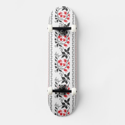 Rode tulpenpatroon persoonlijk skateboard (Voorkant)