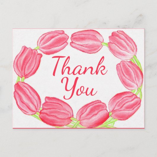 Rode tulpenrand ~ Dankkaart Briefkaart (Voorkant)