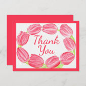 Rode tulpenrand ~ Dankuwelkaart Briefkaart (Voorkant / Achterkant)