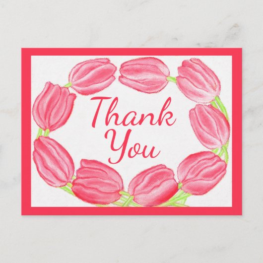 Rode tulpenrand ~ Dankuwelkaart Briefkaart (Voorkant)