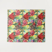 Rode Tulpentuin Aquarel Tapijt – Botanisch Wandkleed (Voorkant (horizontaal))