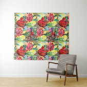 Rode Tulpentuin Aquarel Tapijt – Botanisch Wandkleed (In Situ (horizontaal))