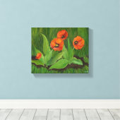 Rode Tulps met omhuld Canvas Afdruk (Insitu (Houten vloer))