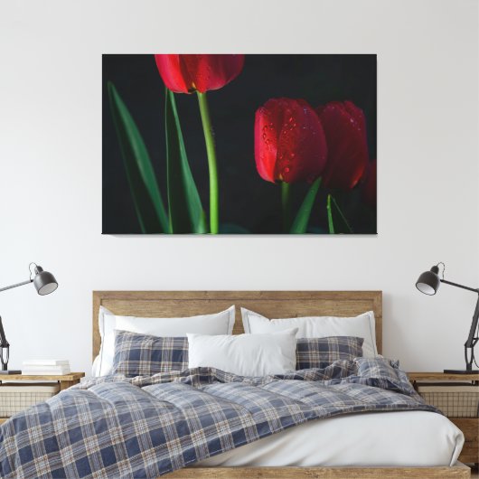 Rode Tulps met omhuld Canvas Afdruk (Insitu (Slaapkamer))
