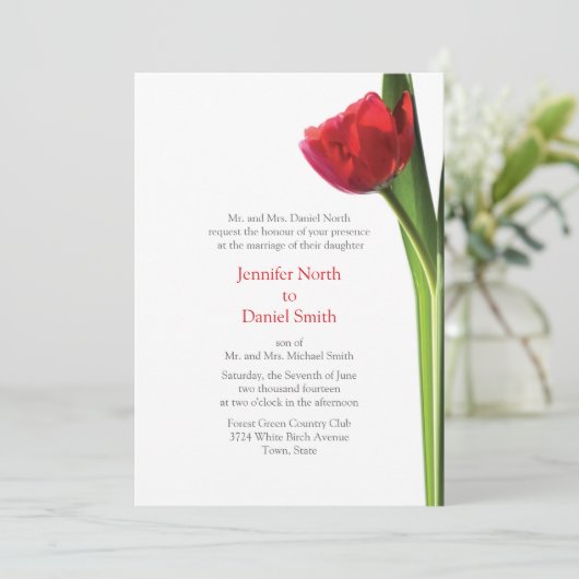 Rode tulpweddenschappen kaart (Staand voorkant)