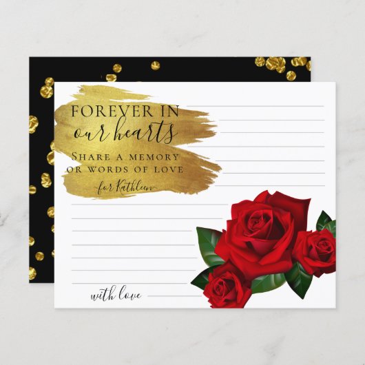 Rode Turkse Roos Deel een Kaart van de begrafenis  (Voorkant / Achterkant)