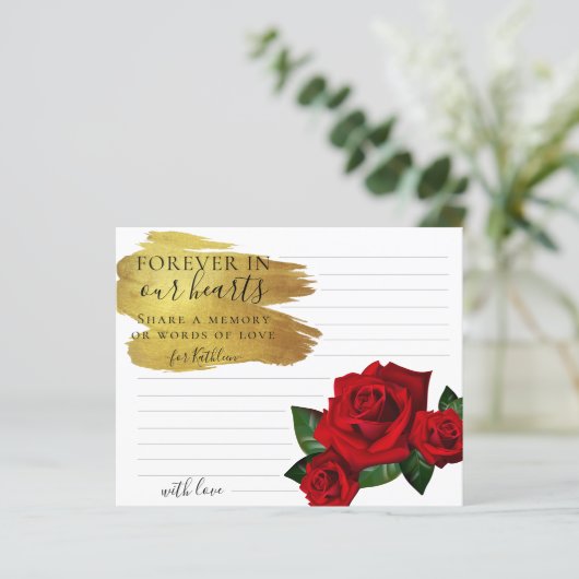 Rode Turkse Roos Deel een Kaart van de begrafenis (Staand voorkant)