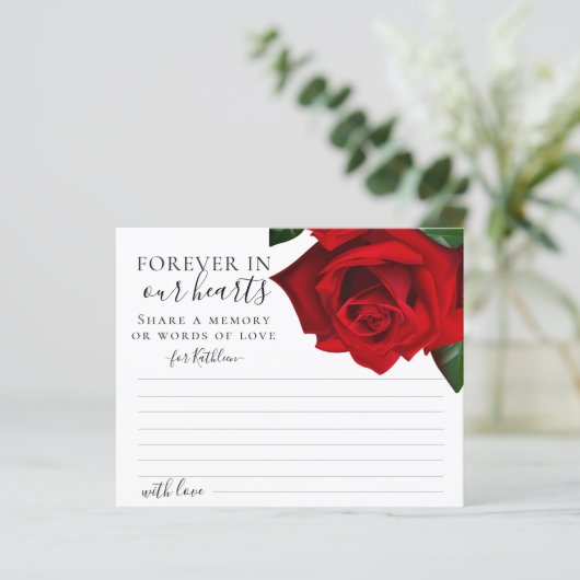 Rode Turkse Roos Deel een Kaart van de begrafenis (Staand voorkant)