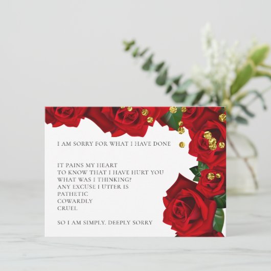 Rode Turkse Rozen Het spijt me dat ik Kaart ben va (Staand voorkant)