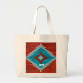 Rode Turquoise Azteek Zuidwest Stam Patroon Grote Tote Bag