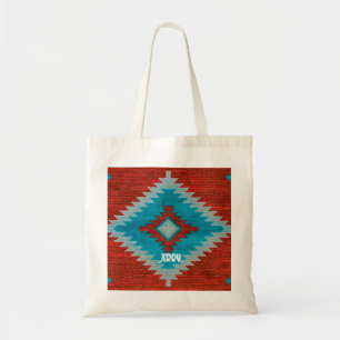 Rode Turquoise Azteek Zuidwesterse Stam Patroon Tote Bag