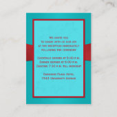 Rode, turquoise bloemenontvangst Kaart (Achterkant)