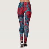 Rode Turquoise Marmer Abstract Patroon Leggings (Achterkant)