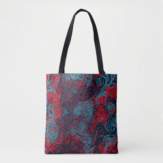 Rode Turquoise Marmer Abstract Patroon Tote Bag (Voorkant)