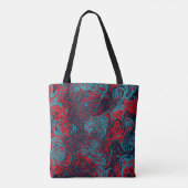 Rode Turquoise Marmer Abstract Patroon Tote Bag (Achterkant)