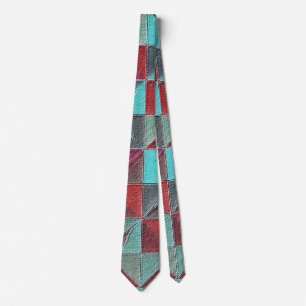 rode, turquoise, paarse en grijze quilt stropdas