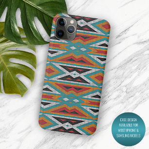 Rode Turquoise Teal Blauwe Zwarte Mozaïek Stam Kun Case-Mate iPhone Case