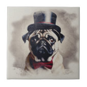  rode Tux Pug Portret Tegeltje (Voorkant)