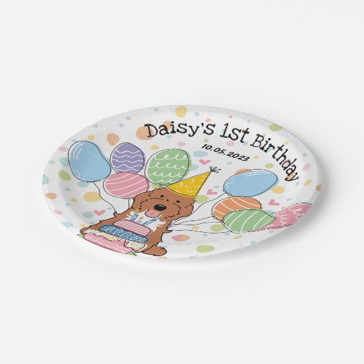 Rode Tuxedo Cockapo Cavapoo Hond Verjaardag Papieren Bordje (Gekanteld)