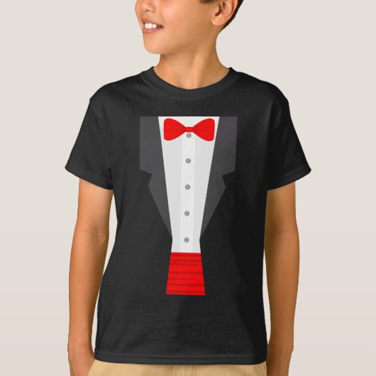 rode tuxedo t-shirt (Voorkant)