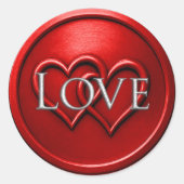 Rode Twee Verstrengelde Harten Bruiloft Ronde Sticker (Voorkant)