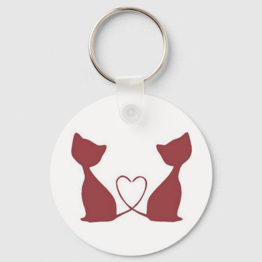 Rode Tweelingkatten Hart Staart Sleutelhanger (Voorkant)