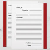 Rode tweezijdige recept pagina's (Voorkant / Achterkant)