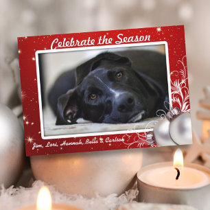 Rode Twinkling Stars Kerstmis Grote Fotokaarten Kaart